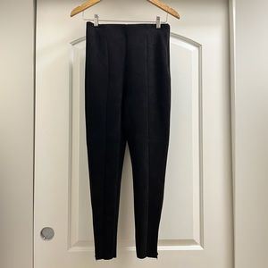 Zara Faux Suede Pull On Black Pant with Zip Ankle